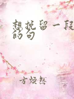 想挽留一段感情的句