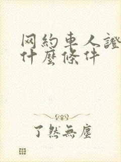 网约车人证需要什么条件