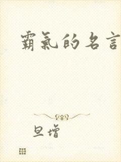 霸气的名言