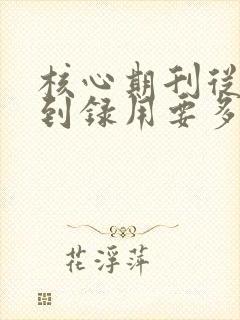 核心期刊从投稿到录用要多久