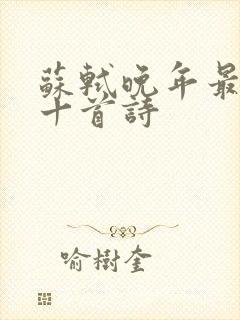 苏轼晚年最出名十首诗