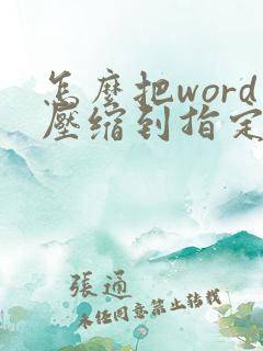 怎么把word压缩到指定大小