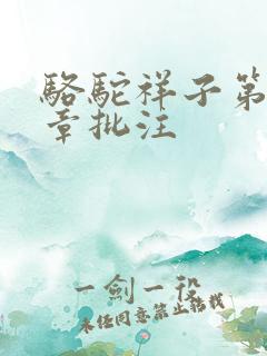 骆驼祥子第16章批注