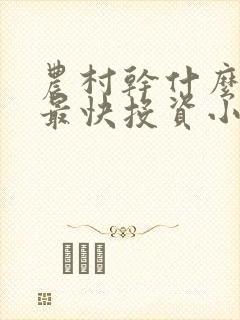 农村干什么赚钱最快投资小 农村干什么赚钱最快投资小