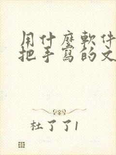 用什么软件可以把手写的文字转换成电子版的