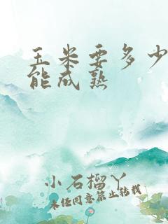 玉米要多少天才能成熟