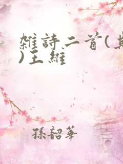 杂诗二首(其二)王维