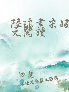 陆琮聿宋昭禾全文阅读