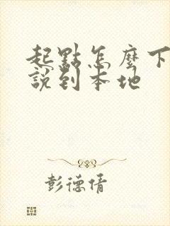 起点怎么下载小说到本地