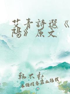 艾青诗选《给太阳》原文