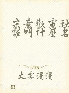 宋意欢寅秋的小说叫什么名字
