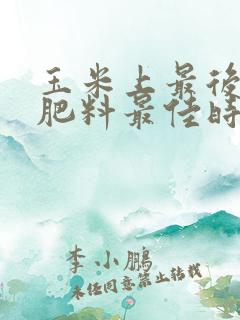 玉米上最后一次肥料最佳时间