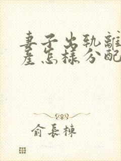 妻子出轨离婚财产怎样分配