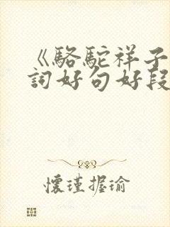 《骆驼祥子》好词好句好段 《骆驼祥子》好词好句好段