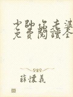 少帅你老婆又跑免费阅读全文