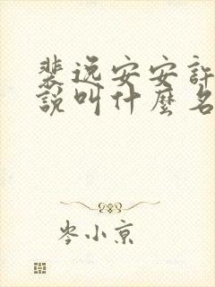 裴逸安安许容小说叫什么名字