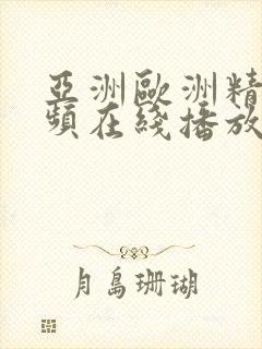 亚洲欧洲精品视频在线播放