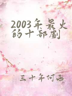 2003年最火的十部剧