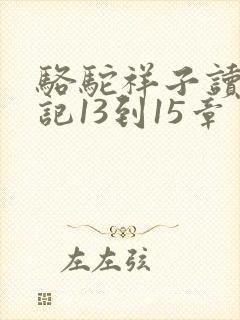 骆驼祥子读书笔记13到15章