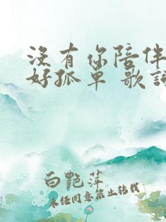 没有你陪伴真的好孤单 歌词