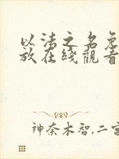 以法之名免费播放在线观看电视剧