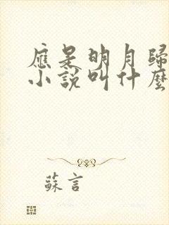 应是明月归原著小说叫什么 应是明月归原著小说叫什么