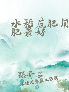 水稻底肥用什么肥最好