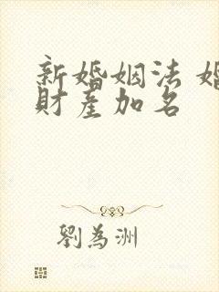 新婚姻法 婚前财产加名