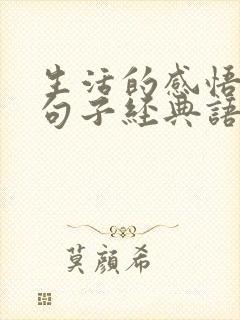 生活的感悟人生句子经典语录