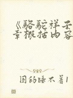 《骆驼祥子》每章概括内容