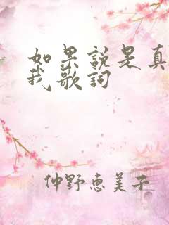 如果说是真的爱我歌词 如果说是真的爱我歌词