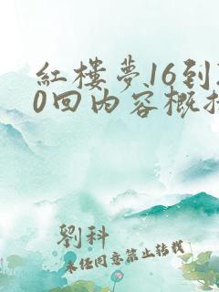 红楼梦16到20回内容概括