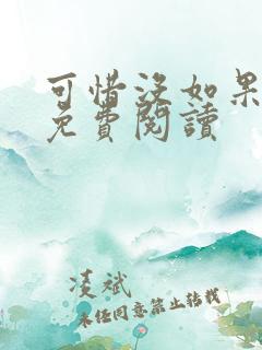 可惜没如果小说免费阅读