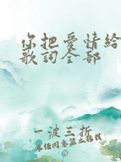 你把爱情给了谁歌词全部
