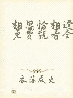 相思恰相逢短剧免费观看全集