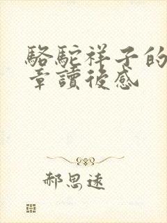 骆驼祥子的第三章读后感 骆驼祥子的第三章读后感