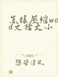 怎样压缩word文档大小