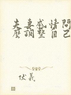 夫妻感情问题怎么调整自己