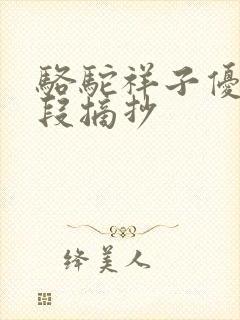 骆驼祥子优美文段摘抄