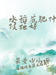 水稻底肥什么时候施好