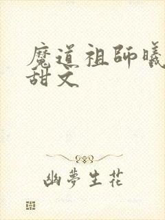 魔道祖师曦澄小甜文