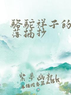骆驼祥子的好段落摘抄