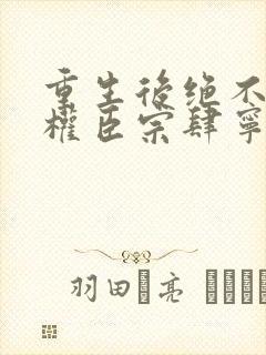 重生后绝不嫁给权臣宗肆宁芙在线全文阅读