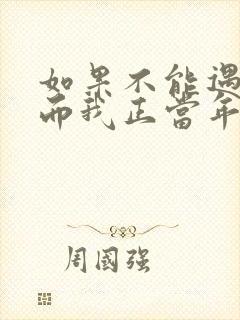 如果不能遇见你而我正当年轻