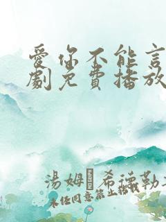 爱你不能言电视剧免费播放