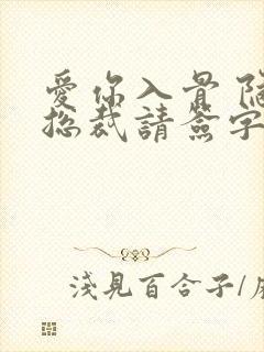爱你入骨 隐婚总裁请签字