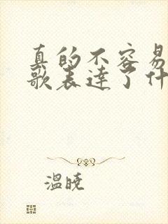 真的不容易这首歌表达了什么意思