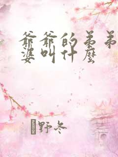 爷爷的弟弟的老婆叫什么