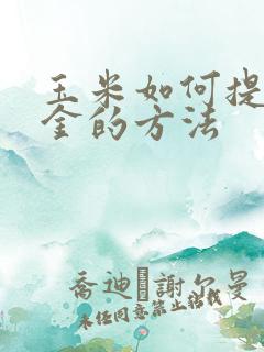 玉米如何提炼黄金的方法