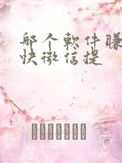 哪个软件赚钱最快微信提